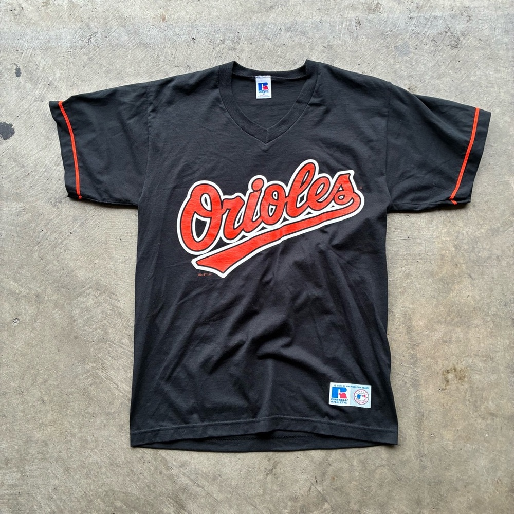 1995 Russell Athletic Black and Orange Orioles Tee